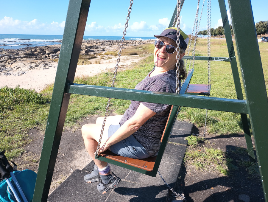 Woman on a swing.