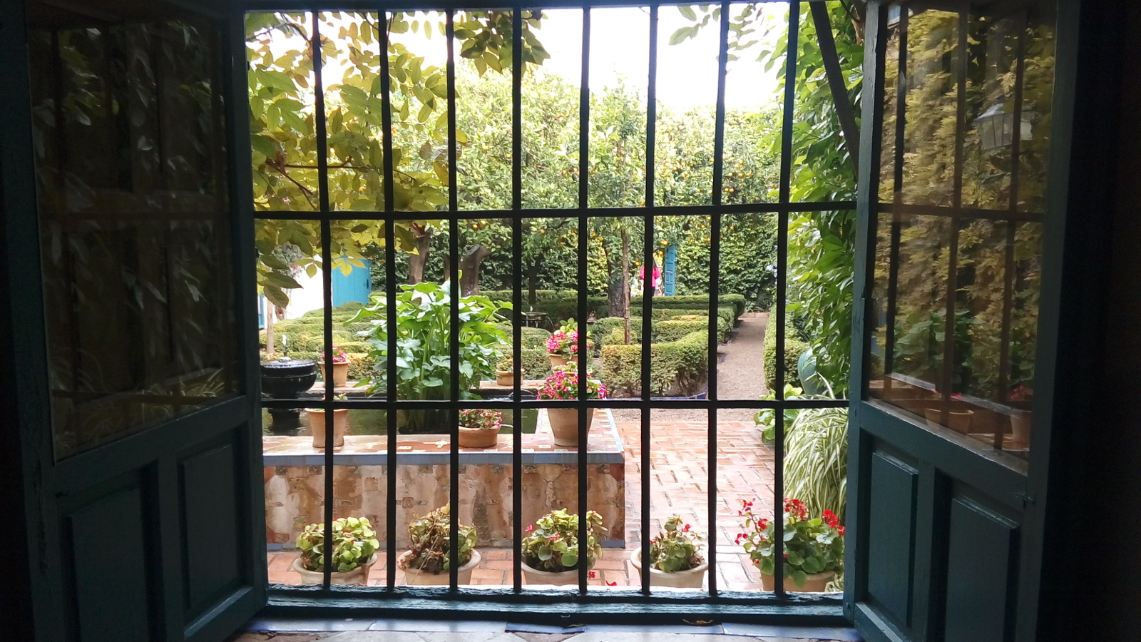 Patio through a window.