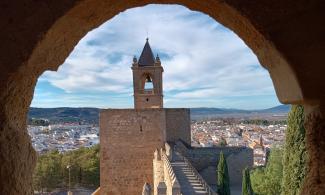 View of Antequera through alcazaba window.