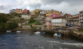 Harbour with boats and houses.